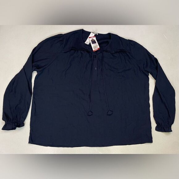 Joie Limited Edition Blouse Peasant Top Women XL Navy Blue Long Sleeve NWT - Picture 1 of 7